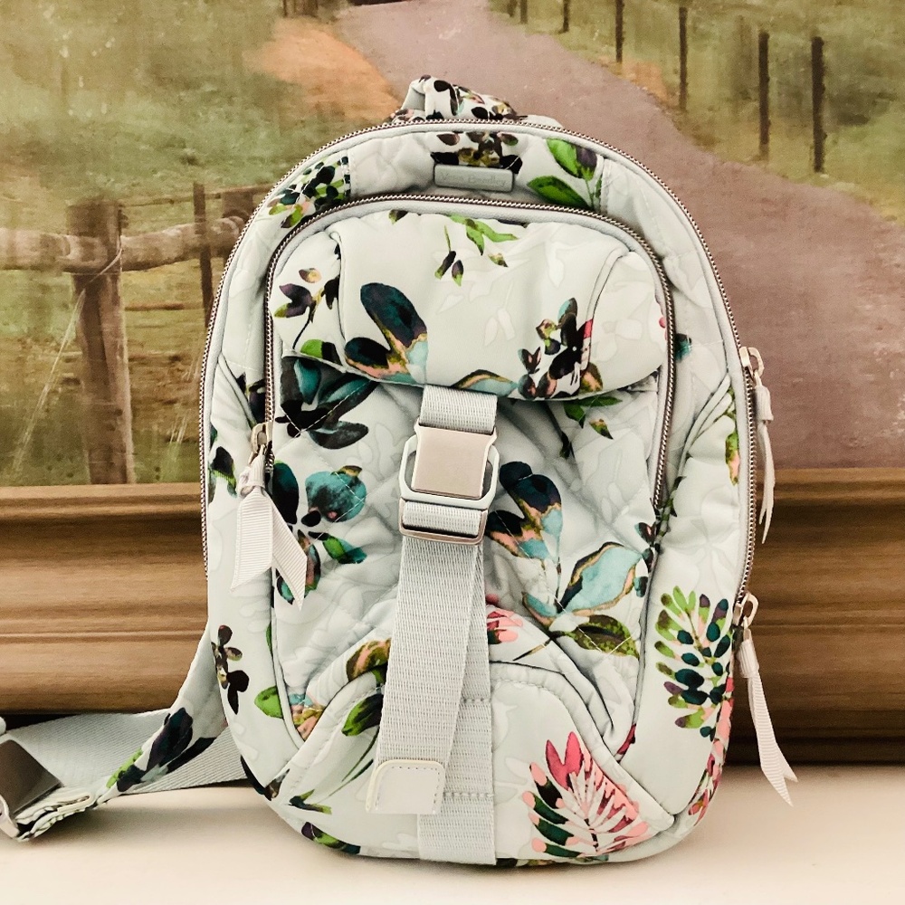 Vera Bradley Light Blue Floral Quilted Mini Backpack